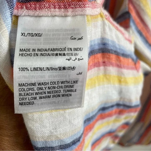 Charter Club Linen Striped Utility Shirt,XL - Picture 4 of 8